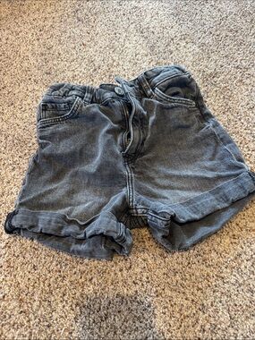 H&M Charcoal Gray Washed Denim Roll-Cuff Shorts